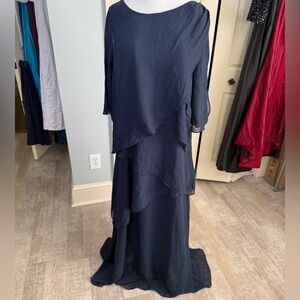 Elegant Navy Blue Layered Dress
